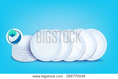 Set Of Diffrent Cotton Layers For Cotton Pads And Disks, Nursing Pad And Sanitary Napkin.