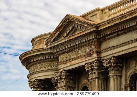 Close Up Of An Old Building Facade In Guaymas, Mexico.