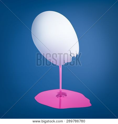 3d Rendering Of Egg In Mid-air Broken At Its Smaller End With Purple Paint Oozing Out And Forming Pu