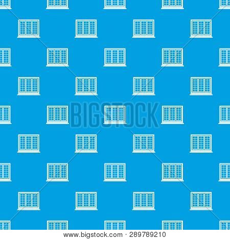 Wooden Tricuspid Window Pattern Repeat Seamless In Blue Color For Any Design. Geometric Illustration