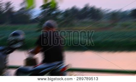 Blurred Images, Elderly Men, White Hair Sitting On Dinner Alone