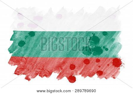 Bulgaria Flag  Is Depicted In Liquid Watercolor Style Isolated On White Background