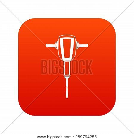 Pneumatic Plugger Hammer Icon Digital Red For Any Design Isolated On White Illustration