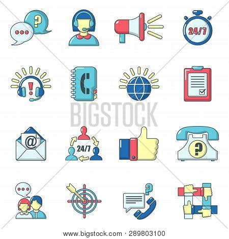 Call Center Icons Set. Carrtoon Illustration Of 16 Call Center Icons For Web