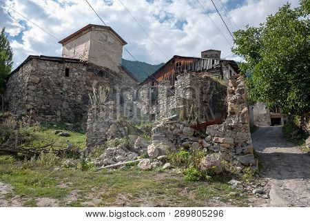 Very Old Defensive Stone Tower In Mestia, Svaneti Region
