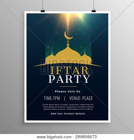 Iftar Party Invitation Template Design Vector Illustration