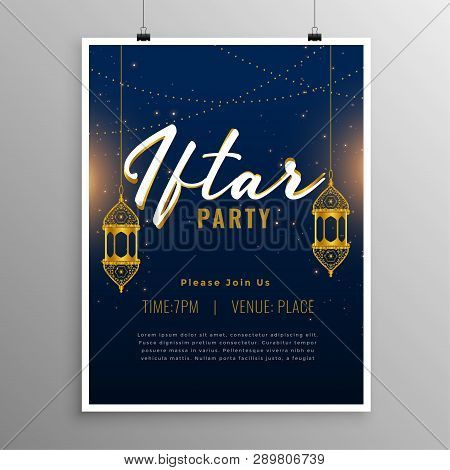 Iftar Food Party Celebration Invitation Template Vector Illustration