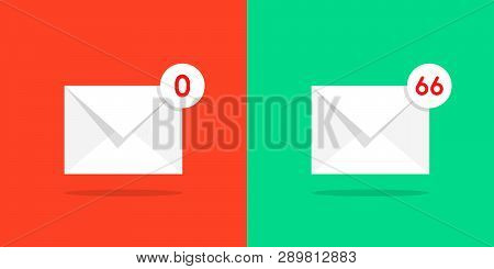 Color Full And Empty Mail Box. Simple Cartoon Trend Modern Ui Notify Logo Graphic Design Isolated On