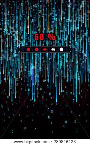 Matrix Background. Big Data Progress Loading Visualization. Blue Flow Of Data As Numbers Strings. Di