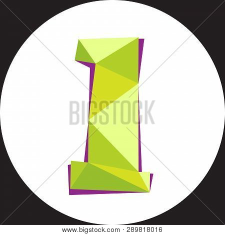 Vector Illustration Of Number One In Origami Style. Polygonal Colorful Number1 Isolated On White Bac