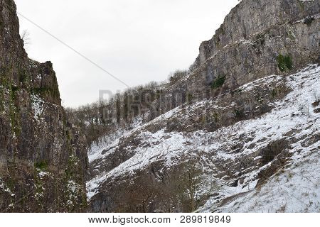 View Of Cheddar Gorge On A Snowy Day