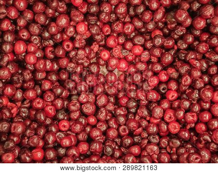 Frozen Cherry In The Refrigerator In The Store