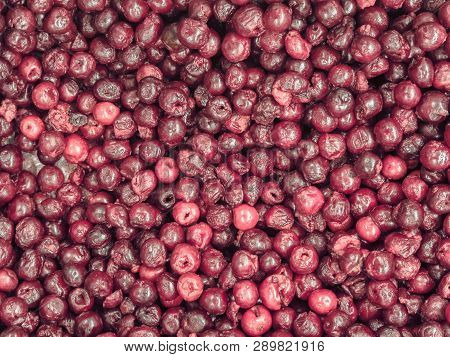 Frozen Cherry In The Refrigerator In The Store
