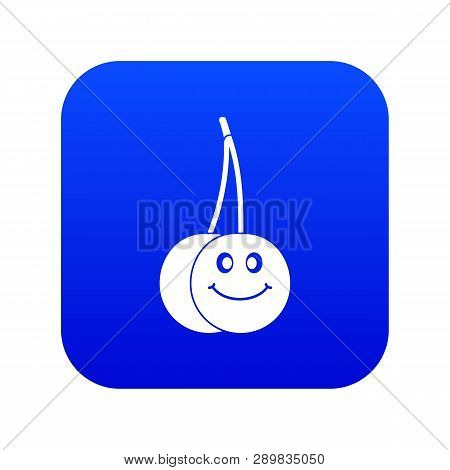 Ripe Smiling Cherry Icon Digital Blue For Any Design Isolated On White Illustration
