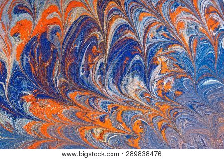 Marbling Paint- Turquise Abstract Wave Watercolour. Gold Marble Ink