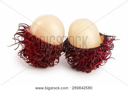 Rambutan Isolated On White Background. Tropical Fruit. Nephelium Lappaceum