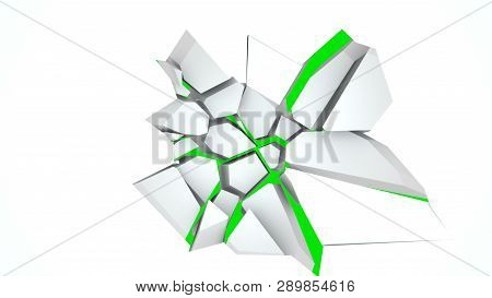 Broken Wall With A Hole With Shatters In The Center, 3d Render Illustration, Computer Generated