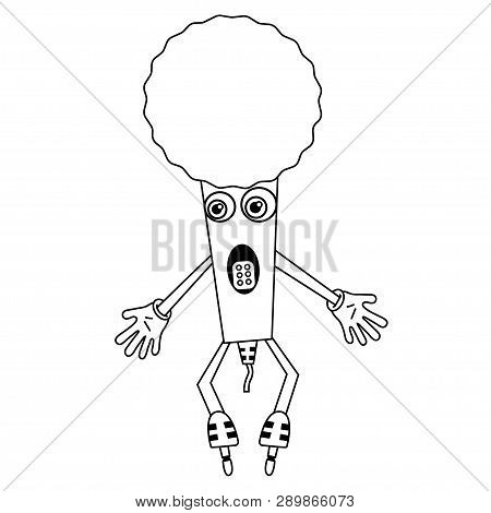 Microphone From The 80s. Outline Isolated Stock Vector Illustration