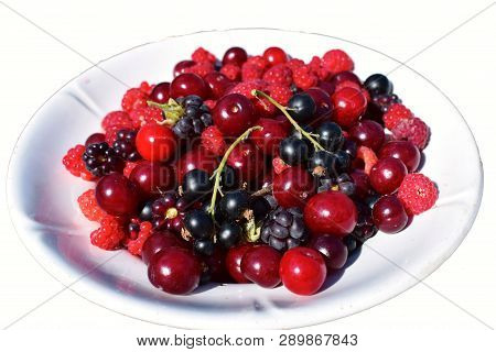 A Lot Of Different Berries With White Background