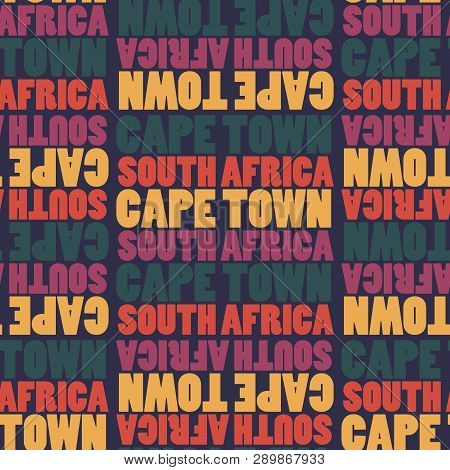 Capetown, South Africa Seamless Pattern, Typographic City Background, Texture