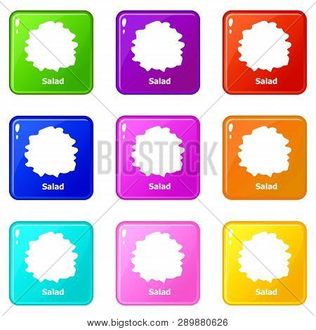 Salad Icons Set 9 Color Collection Isolated On White For Any Design