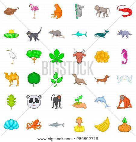 Live Icons Set. Cartoon Style Of 36 Live Icons For Web Isolated On White Background