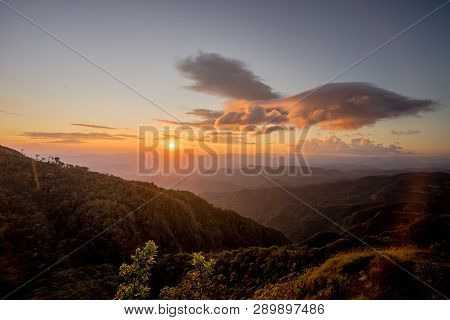 Sunset Behind The Mountain At Doi Thule, Tak, Thailand