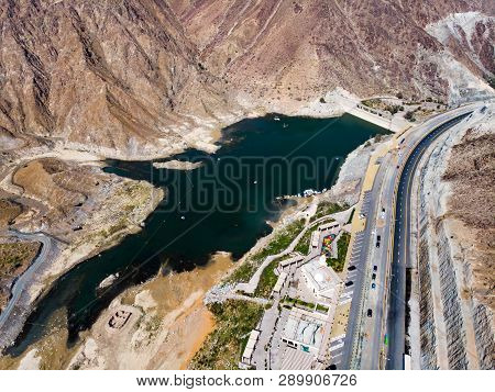 Al Rafisah Dam In Khor Fakkan In The United Arab Emirates Aerial View