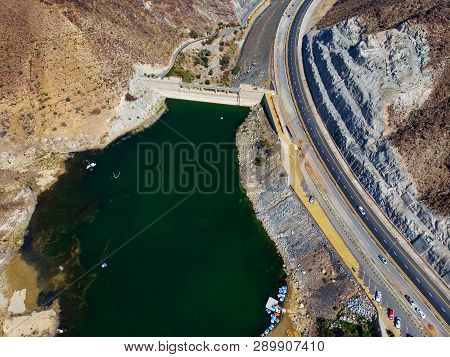 Al Rafisah Dam In Khor Fakkan In The United Arab Emirates Aerial View
