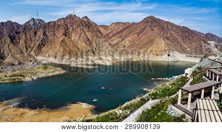 Al Rafisah Dam In The United Arab Emirates Aerial Panoramic View