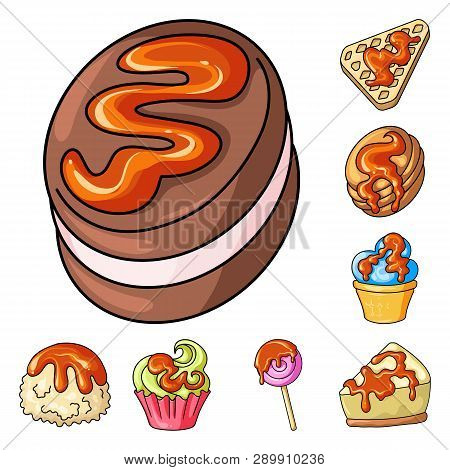 Vector Illustration Of Dessert And Sweet Logo. Set Of Dessert And Food Stock Vector Illustration.