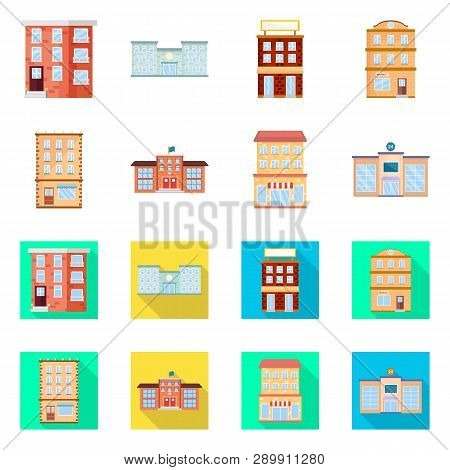 Vector Design Of Municipal And Center Symbol. Set Of Municipal And Estate   Vector Icon For Stock.
