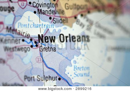 Kort over New Orleans
