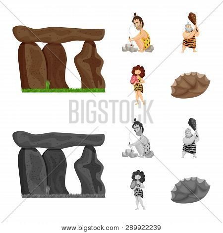 Vector Illustration Of Evolution  And Prehistory Sign. Set Of Evolution  And Development  Stock Vect