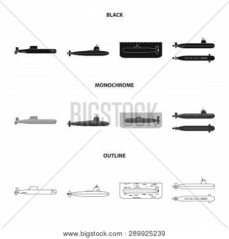 Vector Illustration Of War  And Ship Sign. Set Of War  And Fleet Vector Icon For Stock.