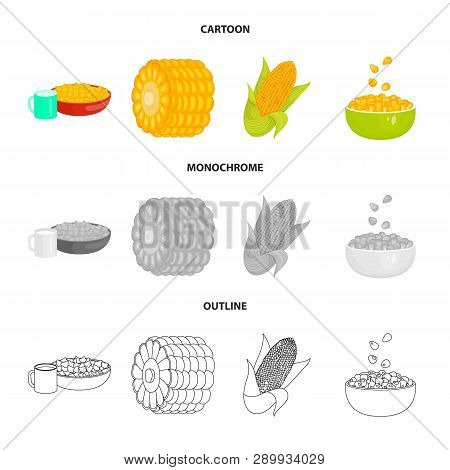 Vector Design Of Cornfield And Vegetable Sign. Set Of Cornfield And Vegetarian Stock Vector Illustra