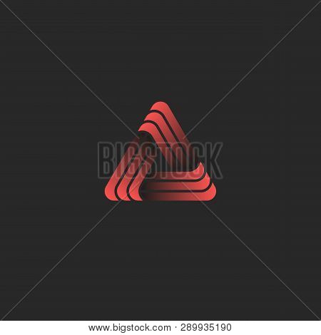 Triangle Logo Creative Geometric Shape, Union Symbol, Modern Coral Gradient Color Stripes Style
