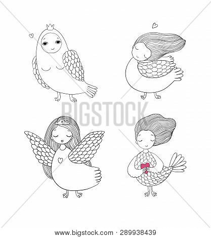 Girl Sirin. Mythological Bird. Russian Folklore. Vector