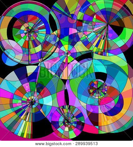 Colored Background Image Of Abstract Discks And Circles