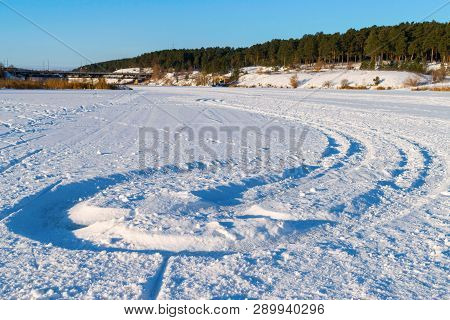 Track On The White Snow In Winter