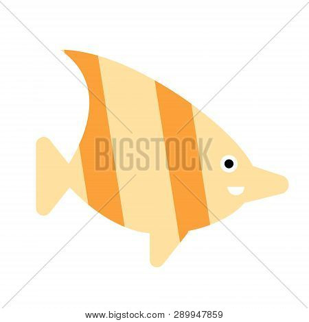 Tropical Fish Flat Illustration. Underwater Marine Life Series. Funny Cartoon Characters