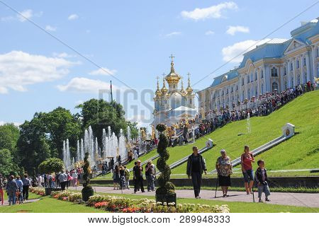 Peterhof, Russia - July 01, 2011: Grand Cascade In Pertergof, St-petersburg. Fountain Ensembles I Mo