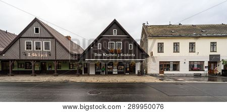 Vrchlabi, Czech Republic - October 25, 2018: The Streets Of The Provincial Town. The Town Located In