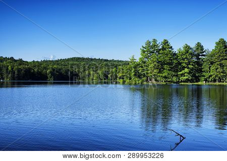 The Lake Within In Burr Pond State Park In Torrington, Connecticut On A Summer Day.