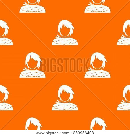 Male Shorn Pattern Repeat Seamless In Orange Color For Any Design. Geometric Illustration