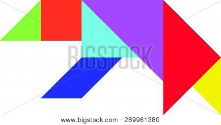 Color Tangram Puzzle In Bear Shape On White Background (vector)