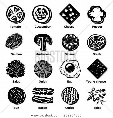 Slice Food Icons Set. Simple Illustration Of 16 Slice Food Icons For Web