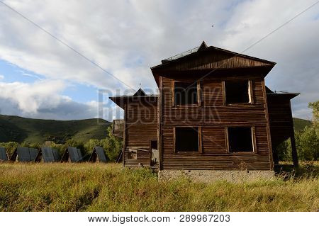 Altai Region, Russia - September 3, 2018: Abandoned Tourist Complex 