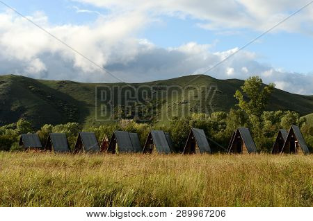 Altai Region, Russia - September 3, 2018: Abandoned Tourist Complex 