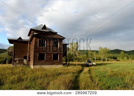 Altai Region, Russia - September 3, 2018: Abandoned Tourist Complex 